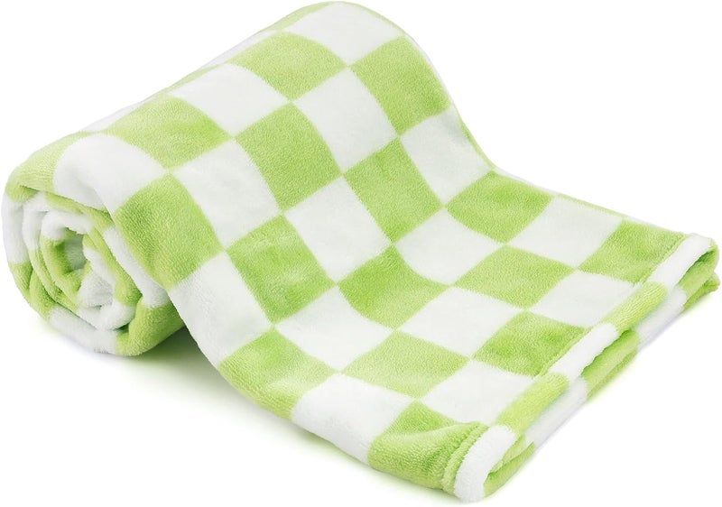 GreatBba Plush Checkered Baby Blanket for Boys Girls Nursery, 30"*40" Warm Short Fleece Blanket Neutral for Infant Newborn, Small Fuzzy for Sleeping, Chenille or Stroller (Wine Green&White) - Image 1